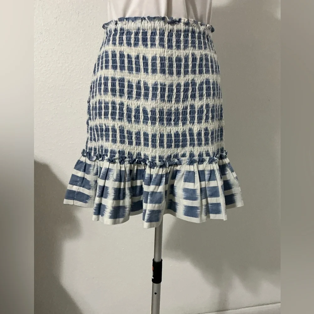 EUC Veronica Beard Aloya Smocked Skirt - Ecru Multi - Size Small